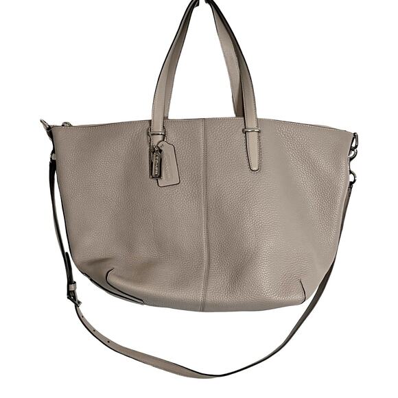 Coach Bleeker Purse Gray Pebble Leather Large Zip Clos Handle Strap Tote Bag - Picture 1 of 14